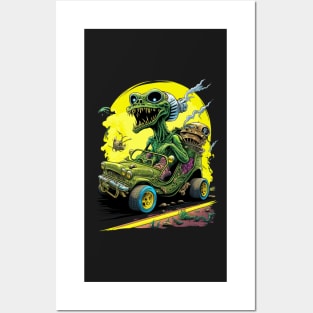 Monster driving a Jeep Posters and Art